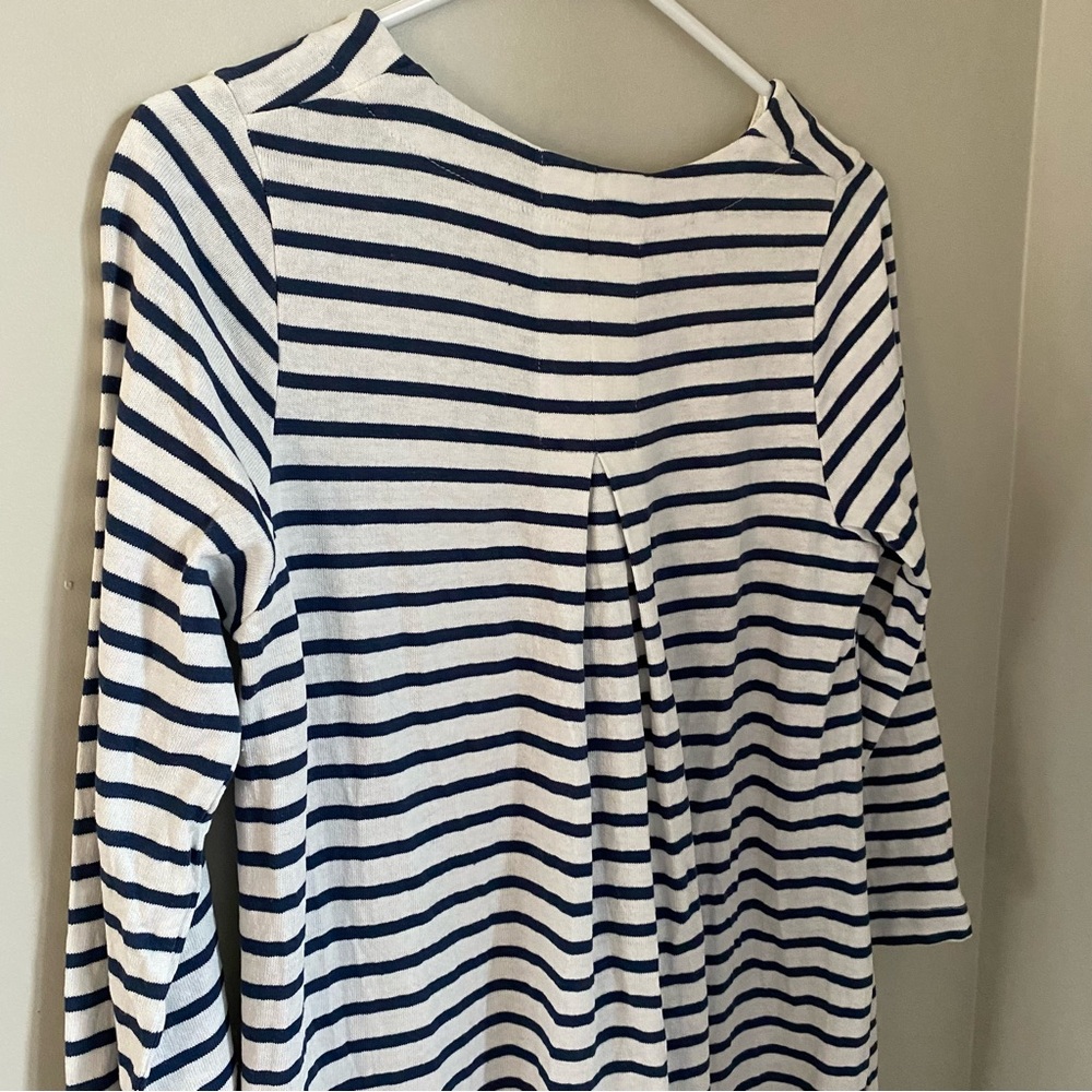 Two Danes Hemp Cotton Striped Blue & White Coastal Dress Size XS Cottagecore - Picture 8 of 11